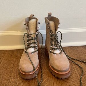 Marc Fisher Tan Suede Combat Boots
